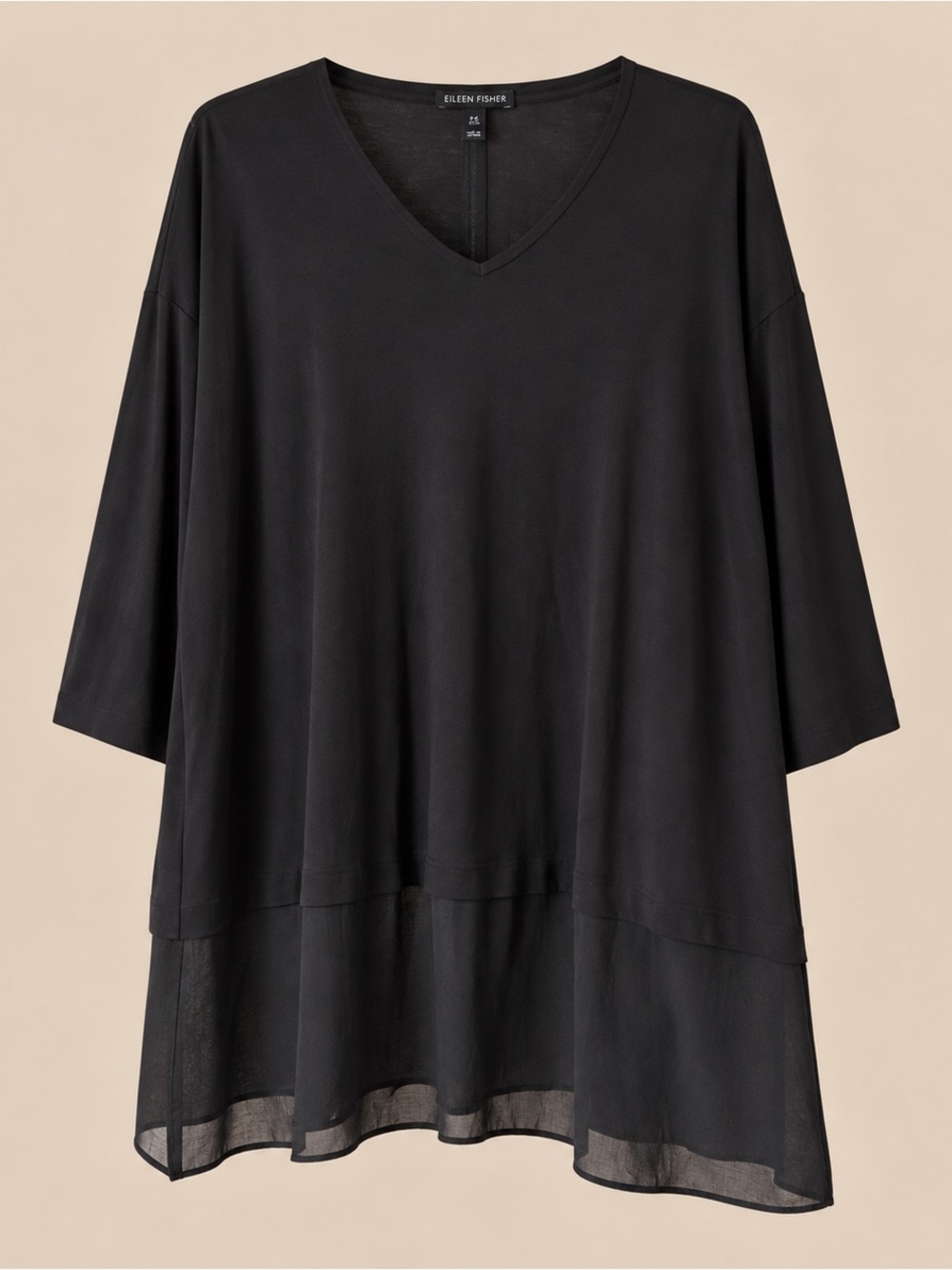 Whimsigoth Eileen Fisher Minimalist V Neck Long Blouse M